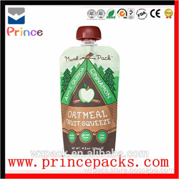 plastic laminated stand up spout pouch for liquid products and juice packaging